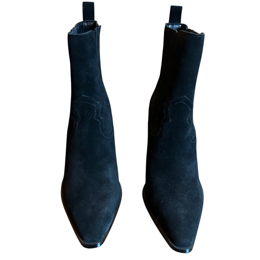 Aqua Marli Black Suede Western Pointed Toe Chelsea Ankle Boot NEW 7.5 - Picture 3 of 9